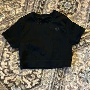 Workout Open Back Crop Top, Size Small, Black